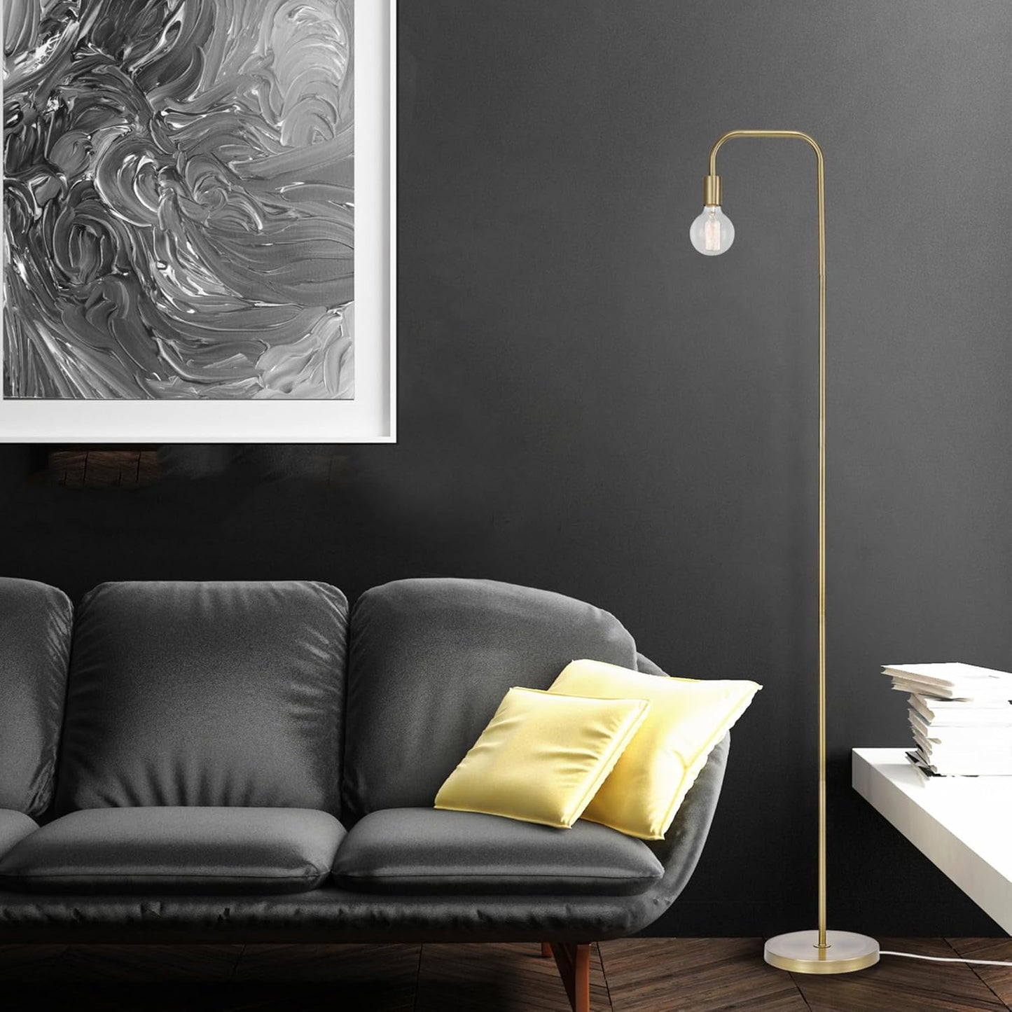 Floor Lamp, Matte Brass, In-Line On/Off Foot Switch