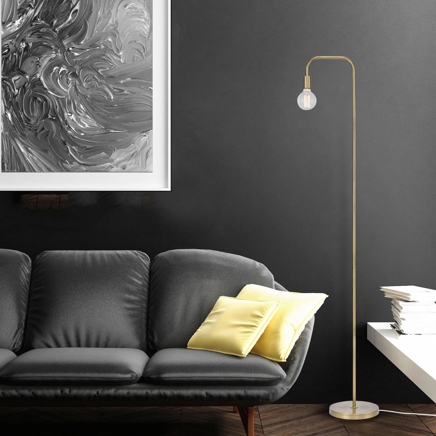 Floor Lamp, Matte Brass, In-Line On/Off Foot Switch