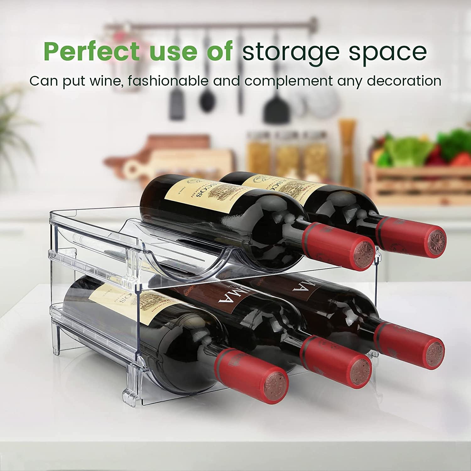 Water Bottle Cabinet Organizer - Set of 2 Stackable Storage Racks for Efficient Water Bottle Management