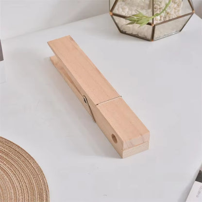 Wooden Wall-Mounted Towel Holder in Rustic Style - Giant Clothespin Design