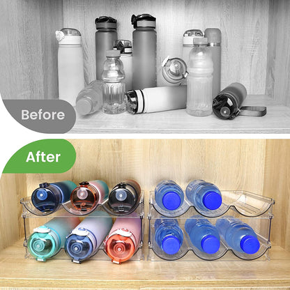 Water Bottle Cabinet Organizer - Set of 2 Stackable Storage Racks for Efficient Water Bottle Management
