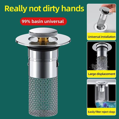 Washbasin Leak Plug, Stainless Steel Odor Proof Bouncing Core