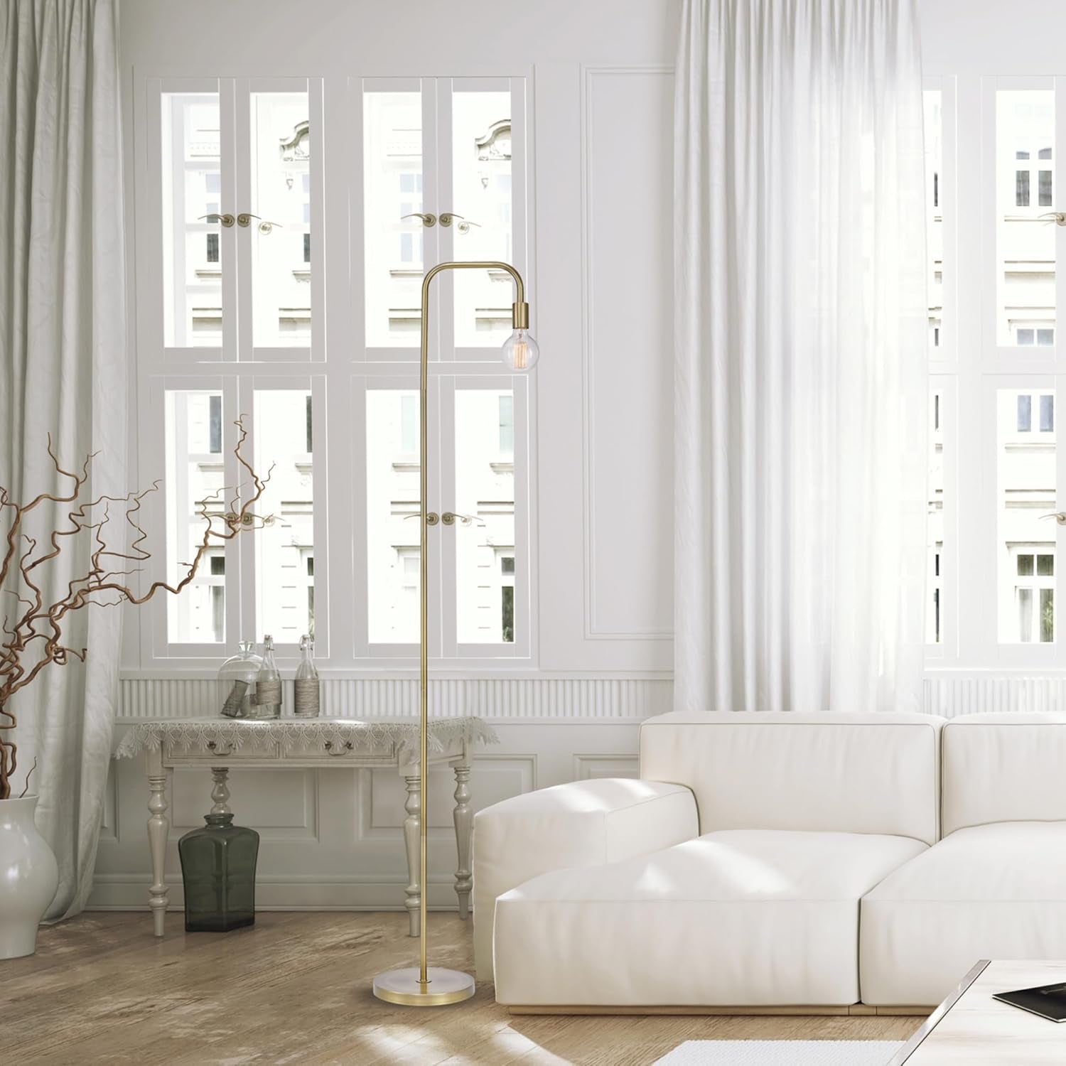 Floor Lamp, Matte Brass, In-Line On/Off Foot Switch