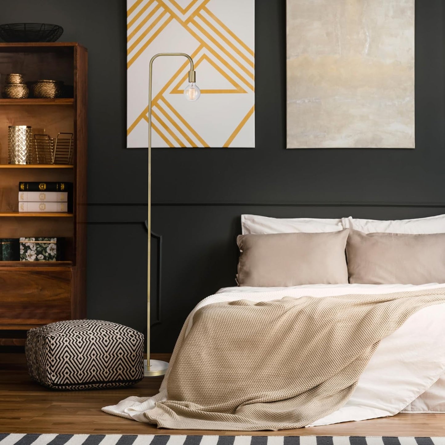 Floor Lamp, Matte Brass, In-Line On/Off Foot Switch