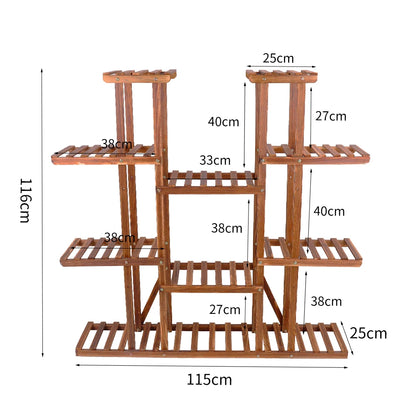 UNHO 46-Inch Multi-Tier Wooden Plant Stand - 16-Shelf Flower Rack for Indoor and Outdoor Use