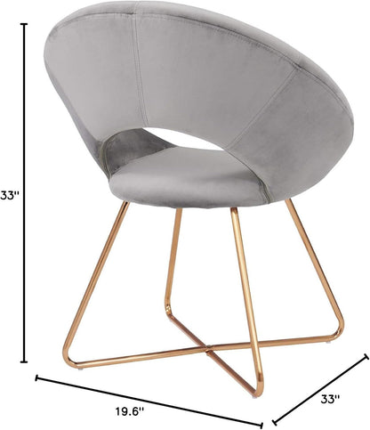 Modern Velvet Accent Chair - Comfy Upholstered Single Sofa with Mid-Century Design and Golden Metal Frame - Grey