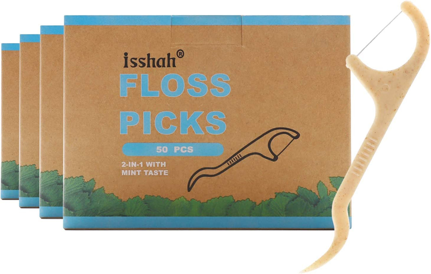 Natural Dental Floss Picks - 200 Count - PETA Approved, BPA Free, Vegan, Sustainable, Eco-Friendly Mint Flossers