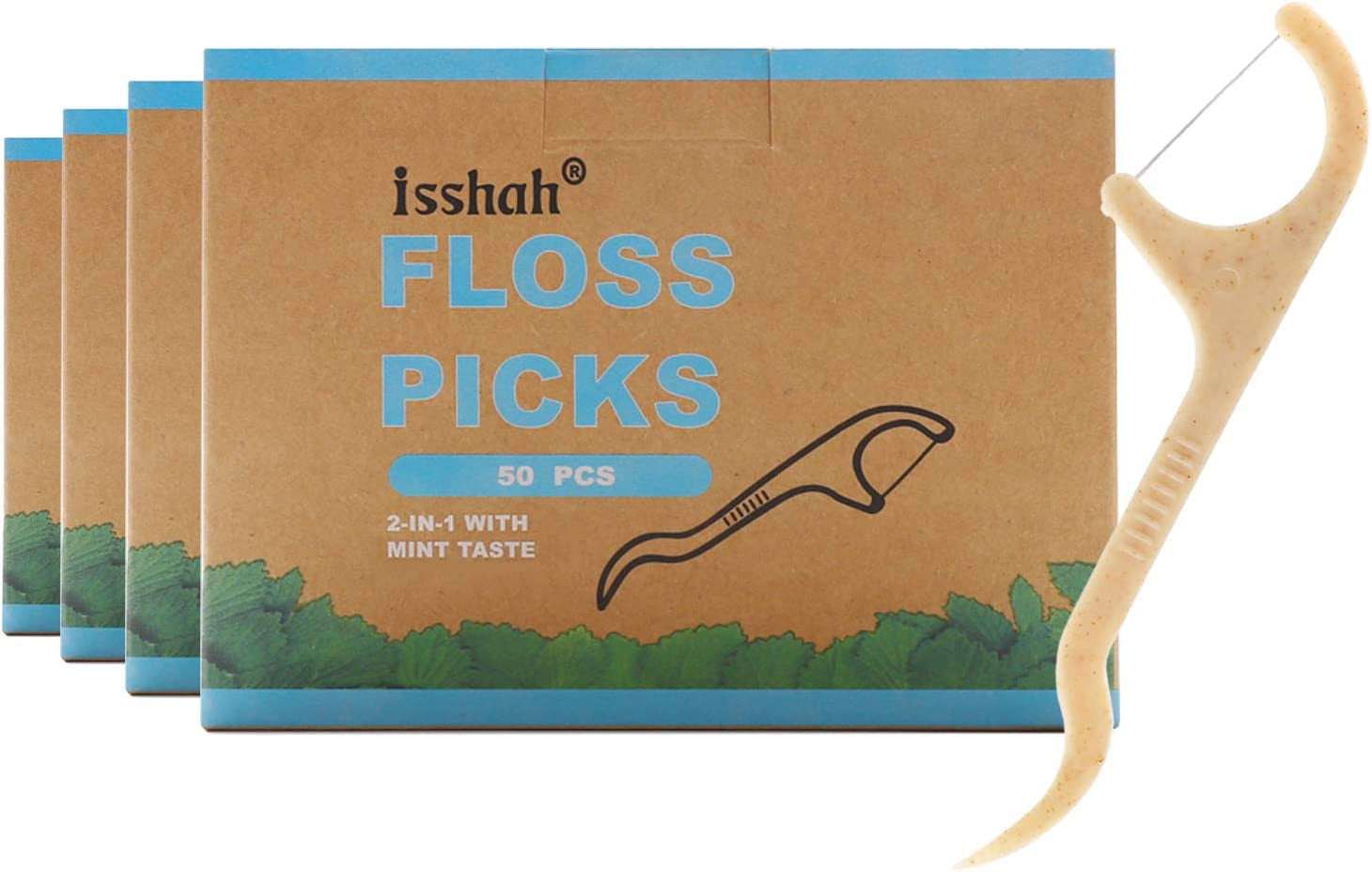 Natural Dental Floss Picks - 200 Count - PETA Approved, BPA Free, Vegan, Sustainable, Eco-Friendly Mint Flossers
