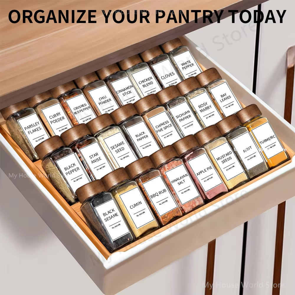13Pcs Glass Spice Jars with Bamboo Lids 4Oz Glass 