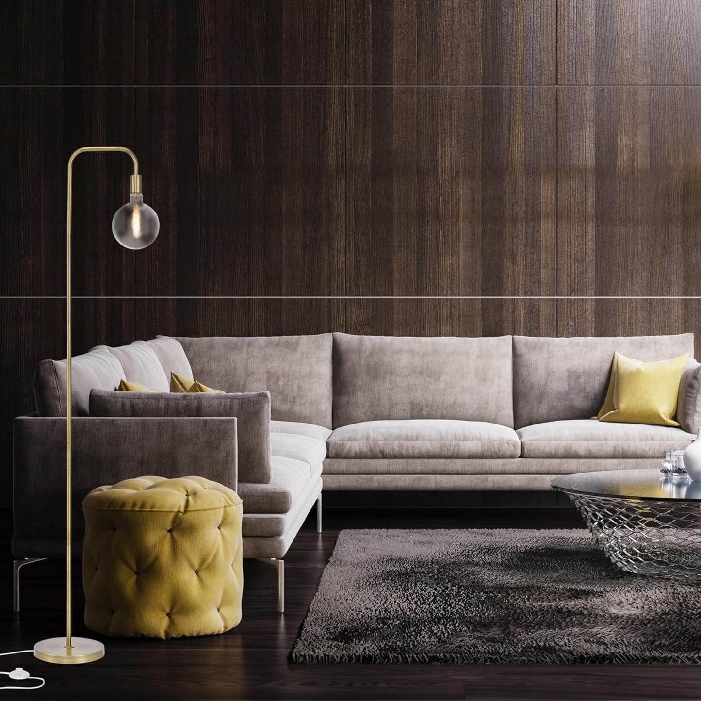Floor Lamp, Matte Brass, In-Line On/Off Foot Switch