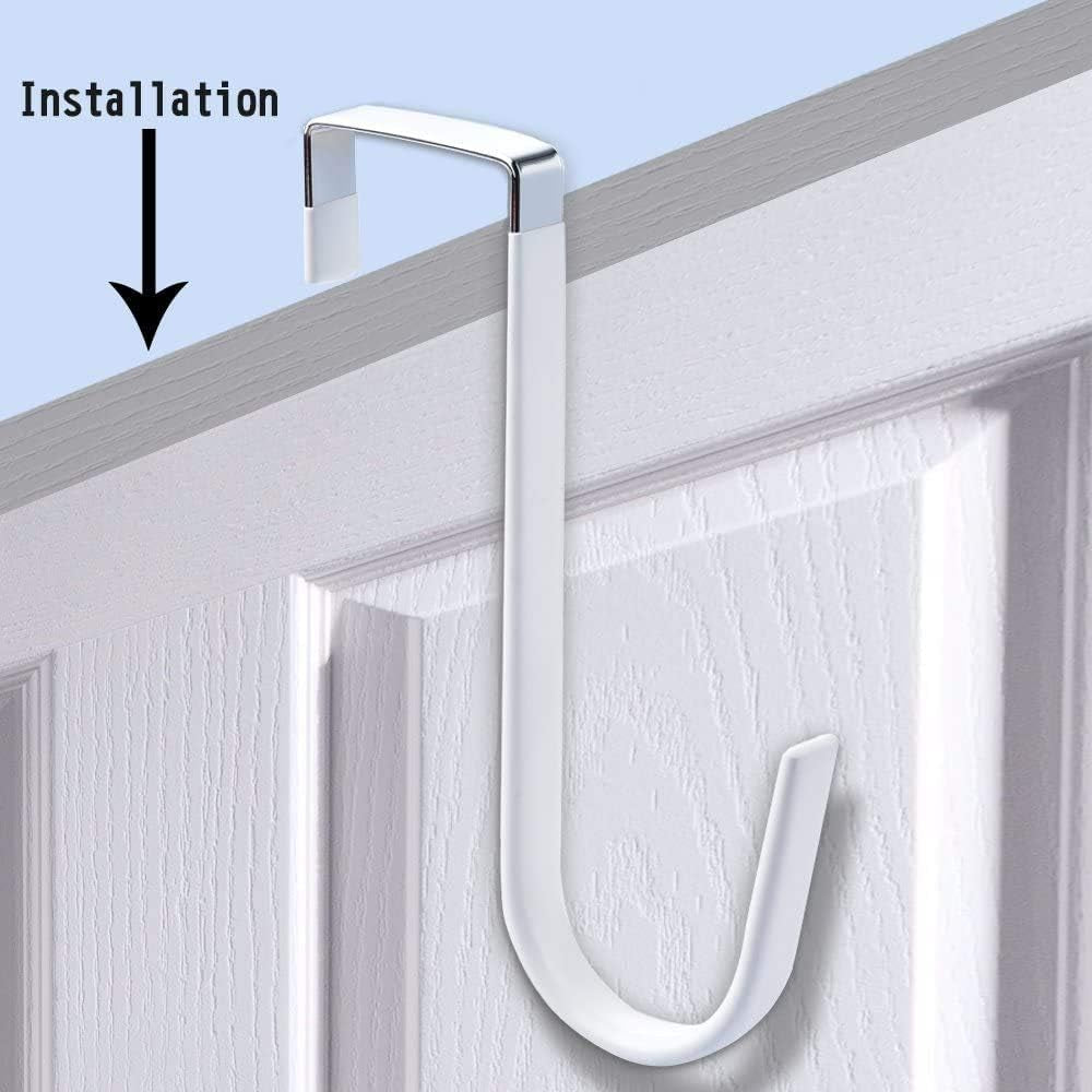 Over Door Hook White - 4Pack Soft Rubber Surface Design to Prevent Article Scratches