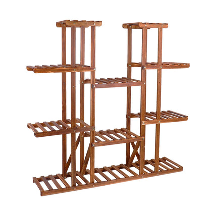 UNHO 46-Inch Multi-Tier Wooden Plant Stand - 16-Shelf Flower Rack for Indoor and Outdoor Use