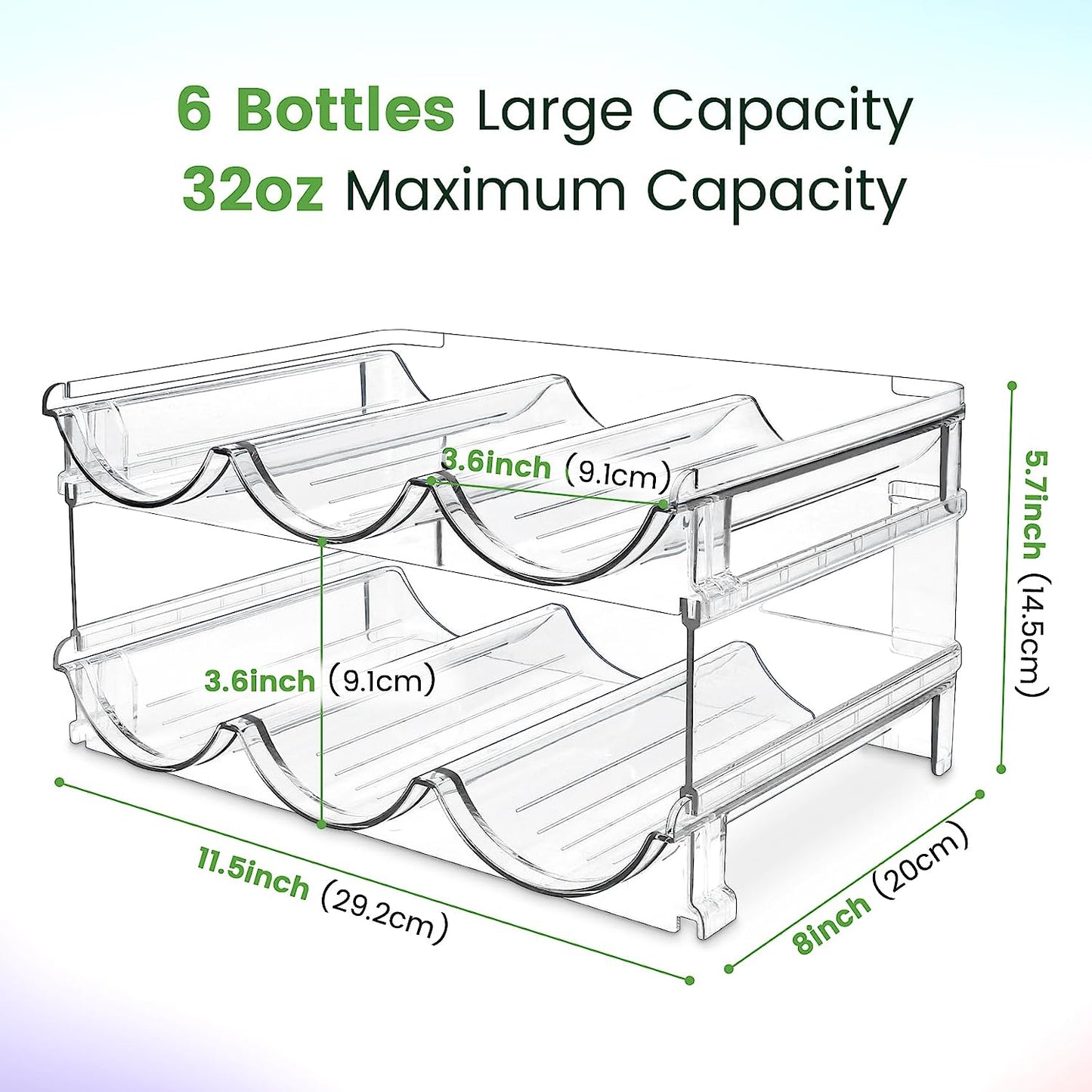 Water Bottle Cabinet Organizer - Set of 2 Stackable Storage Racks for Efficient Water Bottle Management