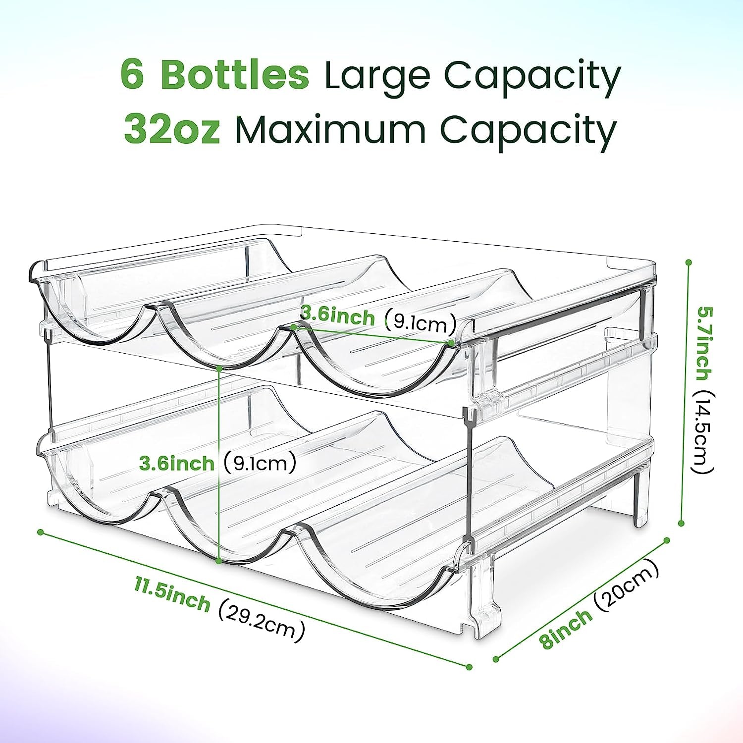 Water Bottle Cabinet Organizer - Set of 2 Stackable Storage Racks for Efficient Water Bottle Management