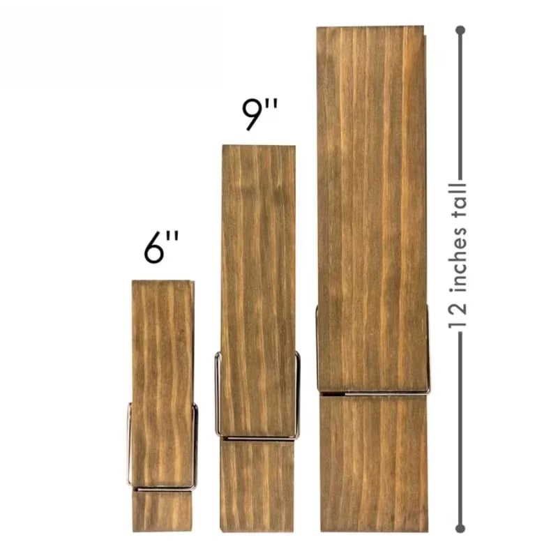 Wooden Wall-Mounted Towel Holder in Rustic Style - Giant Clothespin Design