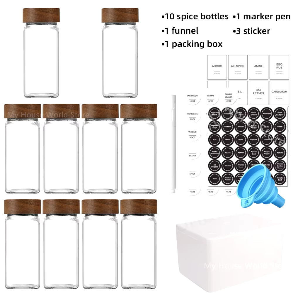 13Pcs Glass Spice Jars with Bamboo Lids 4Oz Glass 