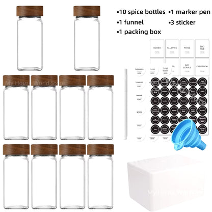 13Pcs Glass Spice Jars with Bamboo Lids 4Oz Glass 
