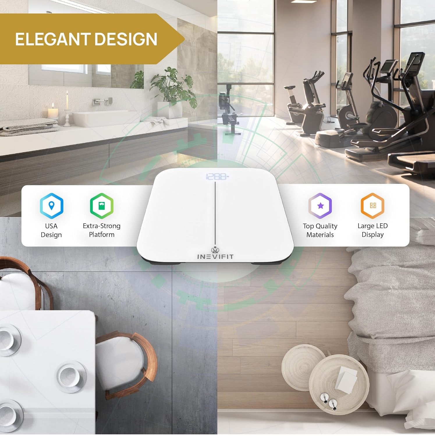 Smart Premium Bathroom Scale, Precisely Measures Weight & BMI for Unlimited Users