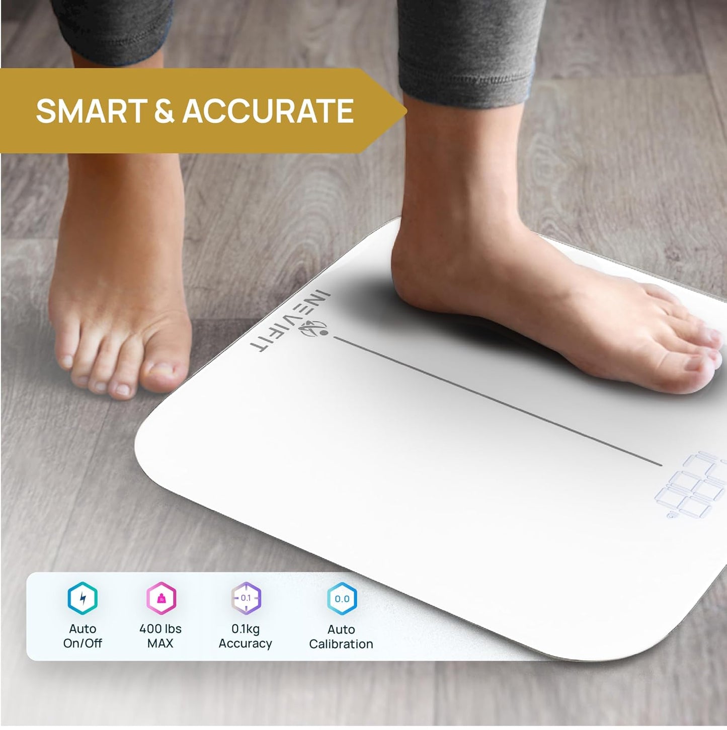 Smart Premium Bathroom Scale, Precisely Measures Weight & BMI for Unlimited Users