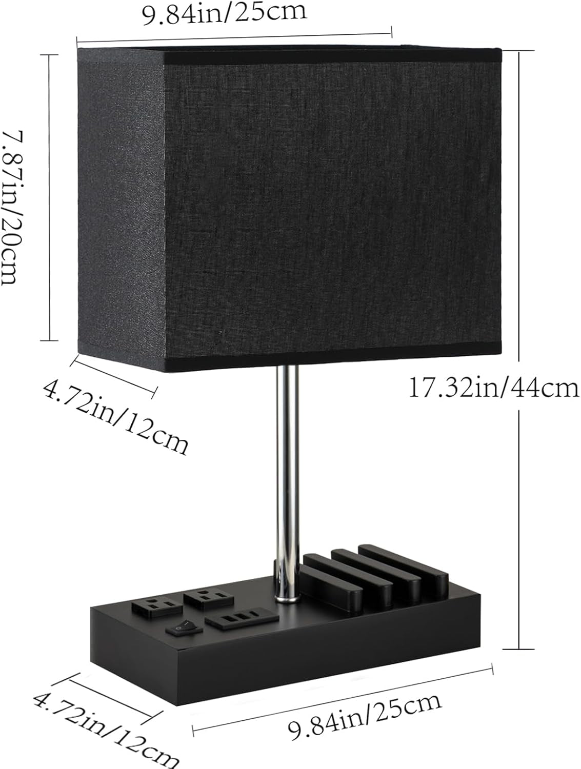 USB Table Lamp, Multi-Functional Desk Lamp with 2 AC Outlets
