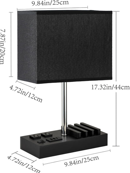 USB Table Lamp, Multi-Functional Desk Lamp with 2 AC Outlets
