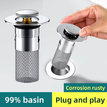 Washbasin Leak Plug, Stainless Steel Odor Proof Bouncing Core