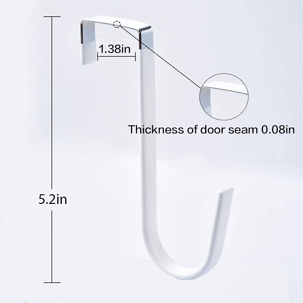 Over Door Hook White - 4Pack Soft Rubber Surface Design to Prevent Article Scratches