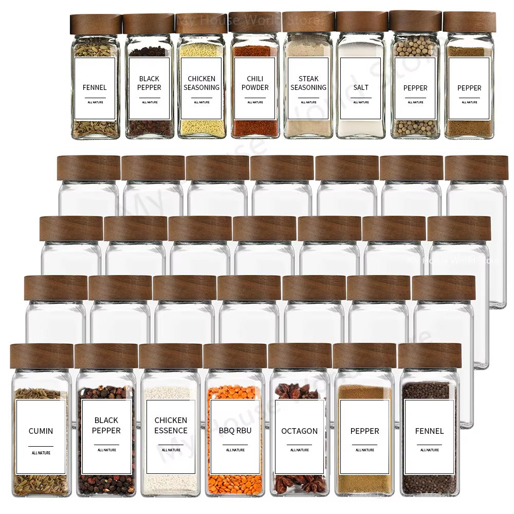 13Pcs Glass Spice Jars with Bamboo Lids 4Oz Glass 