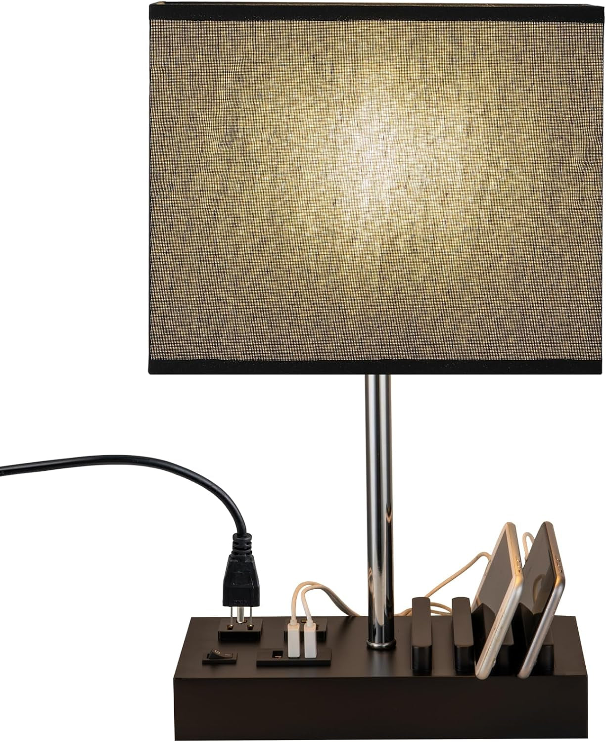 USB Table Lamp, Multi-Functional Desk Lamp with 2 AC Outlets