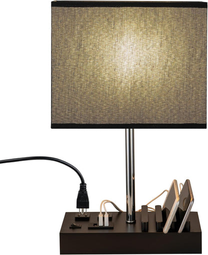USB Table Lamp, Multi-Functional Desk Lamp with 2 AC Outlets